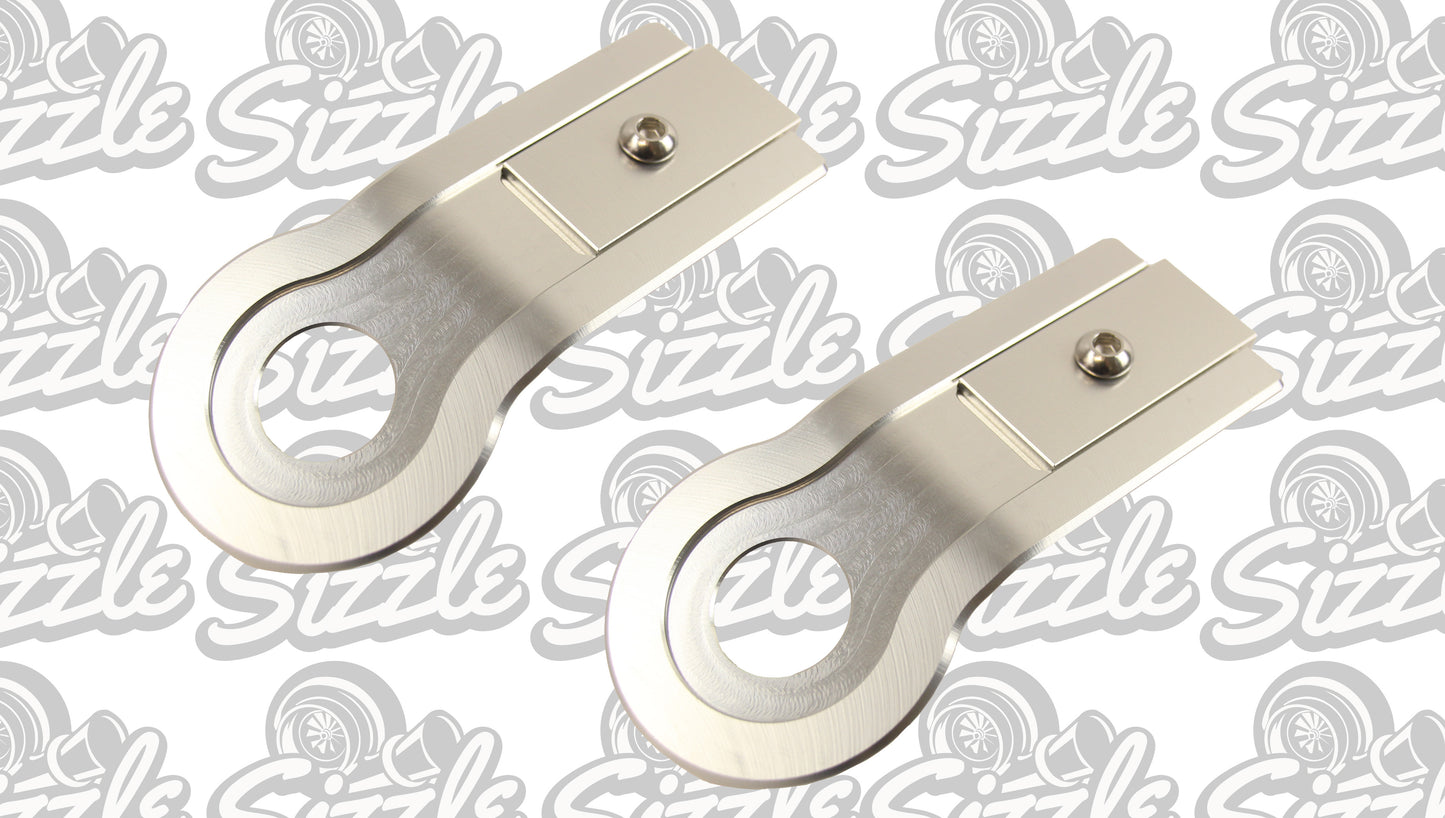 SILVER Billet Adjustable Radiator Brackets/Mounts for Ford Falcon BA BF XR6 XR8 PAIR