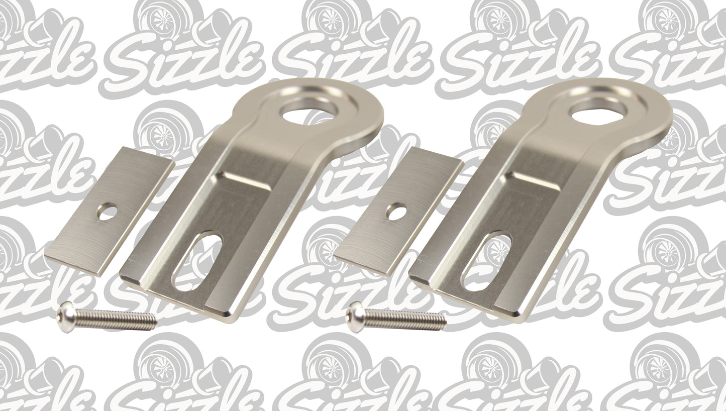 SILVER Billet Adjustable Radiator Brackets/Mounts for Ford Falcon BA BF XR6 XR8 PAIR